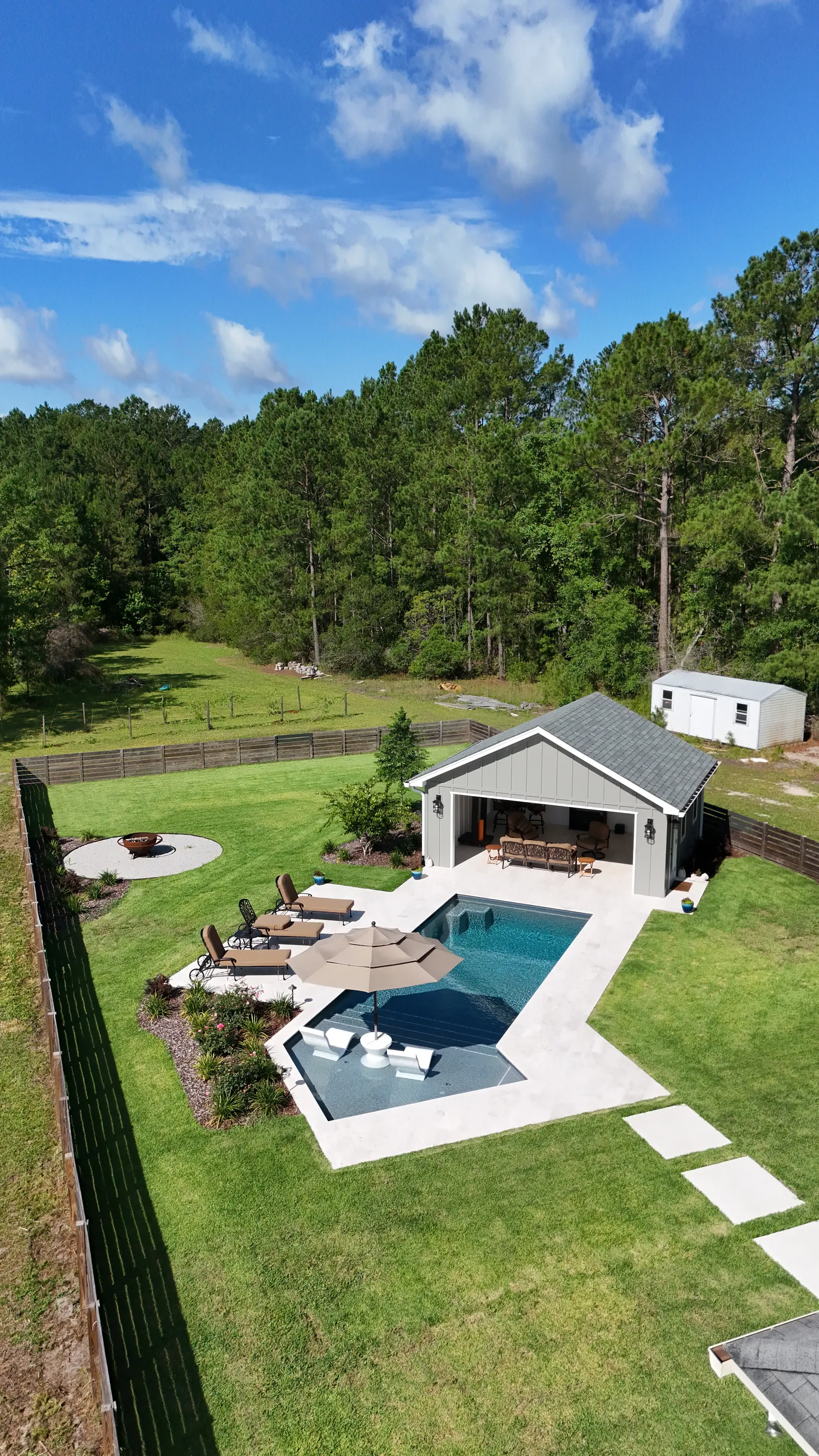 Kirkland completed pool house and pool — Under One Sun residential design