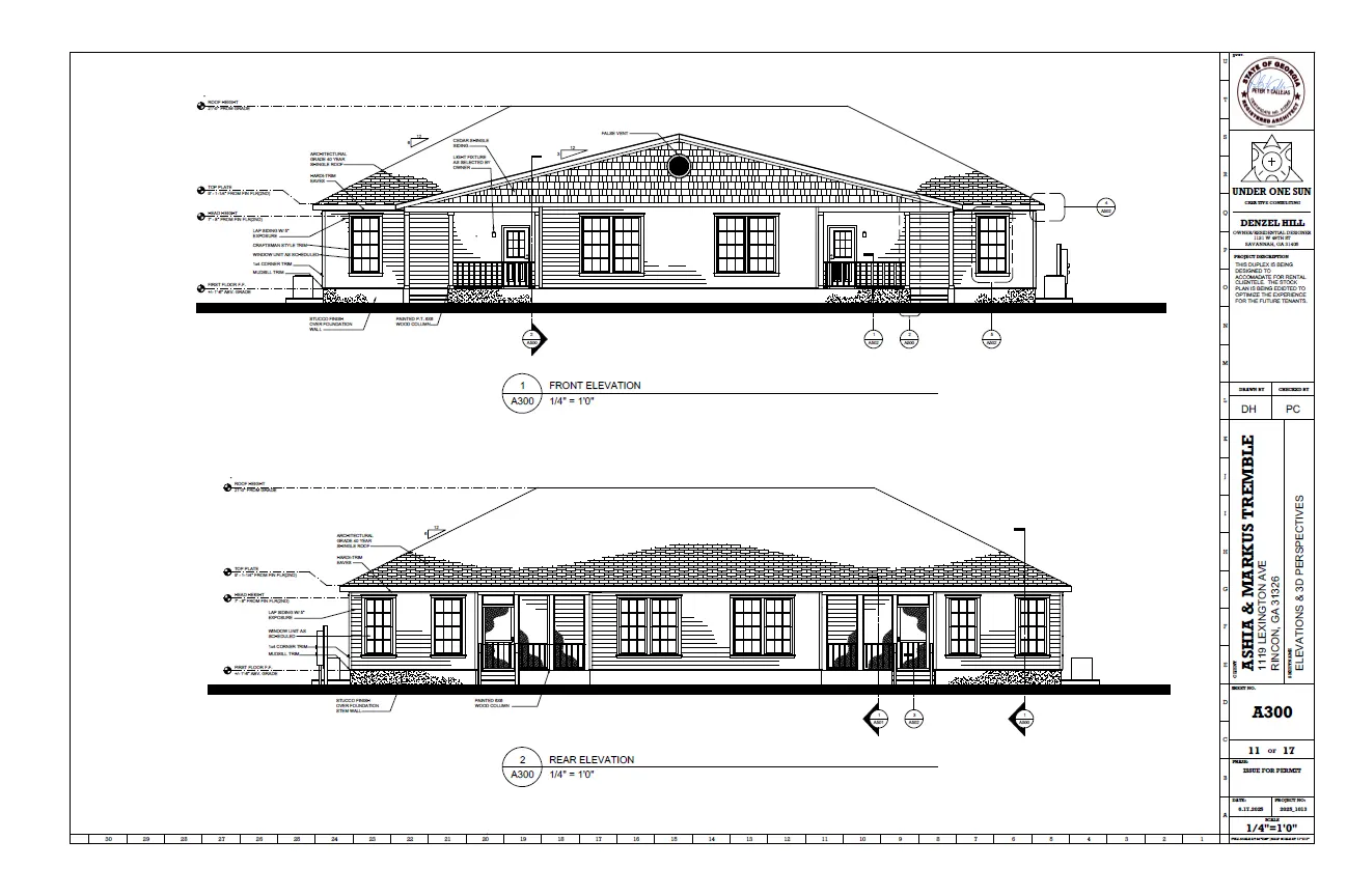 Tremble Duplex elevations — Under One Sun residential design