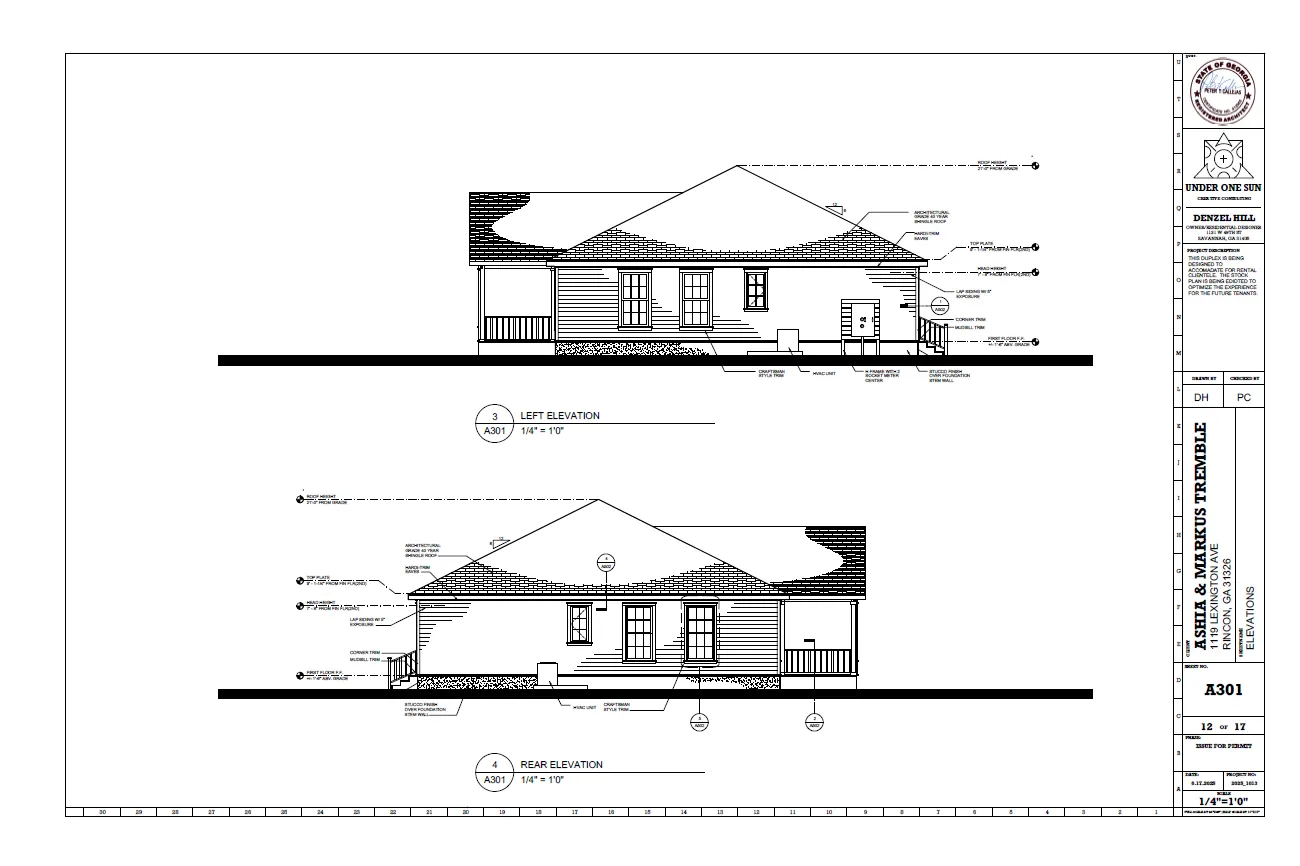 Tremble Duplex elevations — Under One Sun residential design