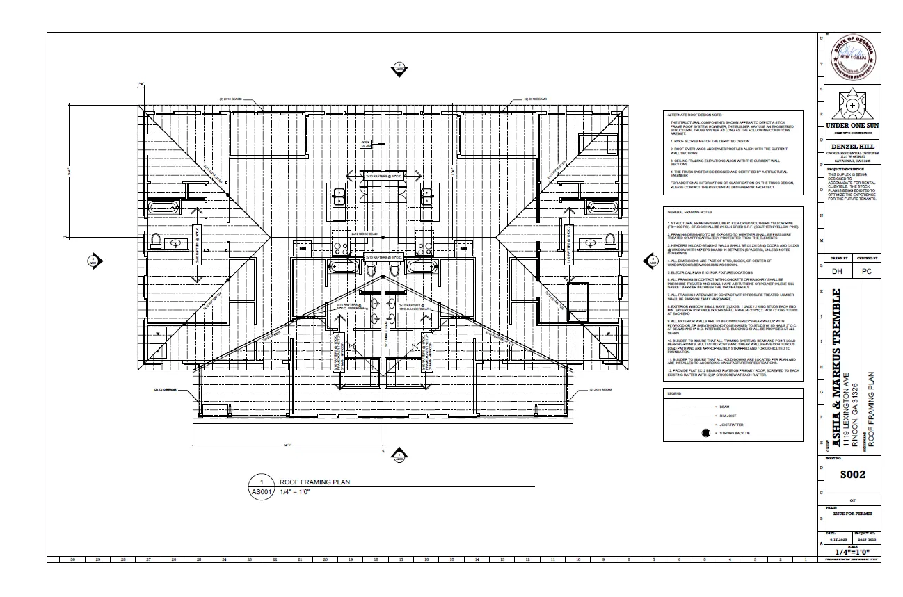 Tremble Duplex roof drawing — Under One Sun residential design