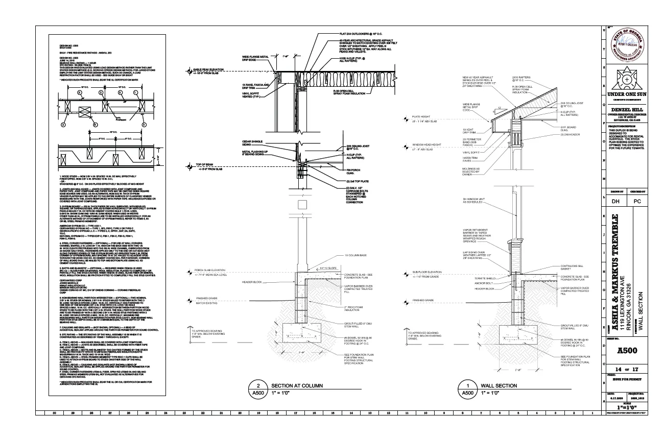 Tremble Duplex wall section — Under One Sun residential design
